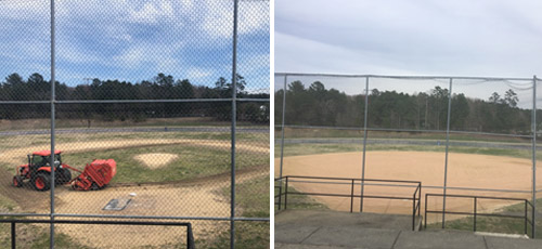 Baseball field during and after renovation.